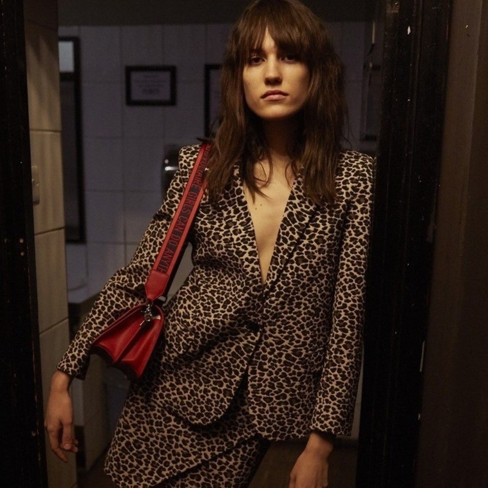 Zadig & Voltaire Victor Jac Leo Blazer Leopard Print Jacket Single Button Sz L